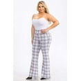 thumbnail image 4 of Plus Size Tummy Control Butt Sculpting Flare Pants With Pockets - Gray, Pink, White, Plaid, 4 of 7