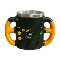 3D Steering Wheel Design Resin Stainless Steel Mug - Durable Drinkware For Daily Coffee, Tea, Beverages, Suitable For Home, Office, Car Enthusiasts, Stylish Functional Cup, 6.29*4.29in, D