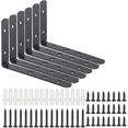 thumbnail image 1 of Soporte en L, soportes de estante negros, soporte de estante de pared negro, soporte de fijación, soporte de estante de 90 para estante de esquina, soporte atornillable, 6 piezas, 1 of 3