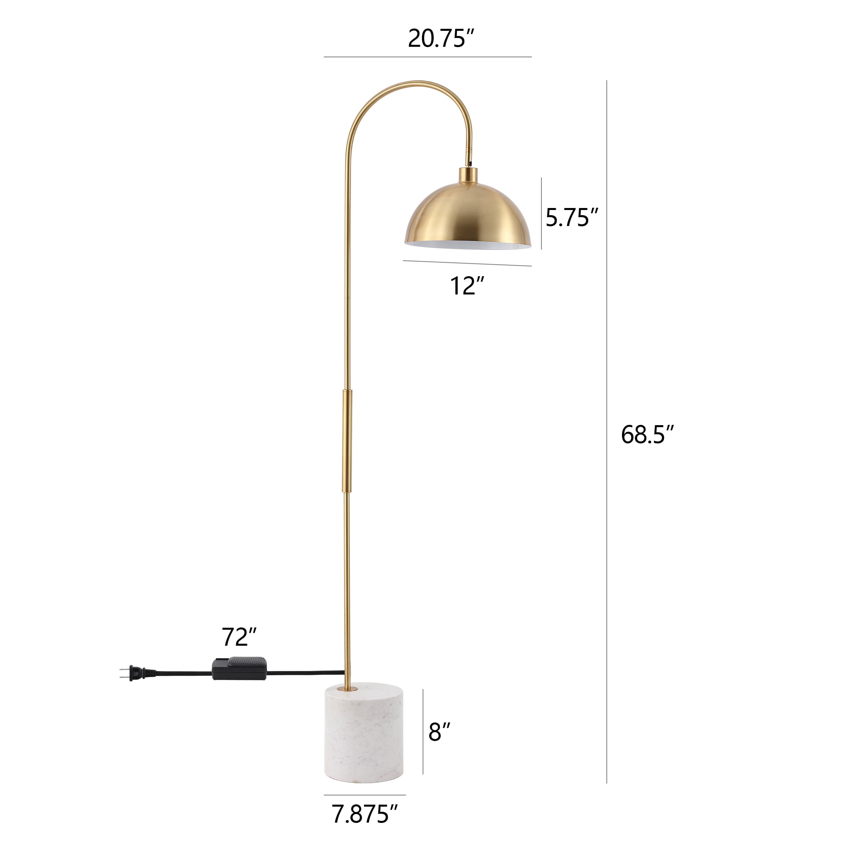 Safavieh Couture Rosabellina 68" Electroplating Gold and White Marble Base Floor Lamp