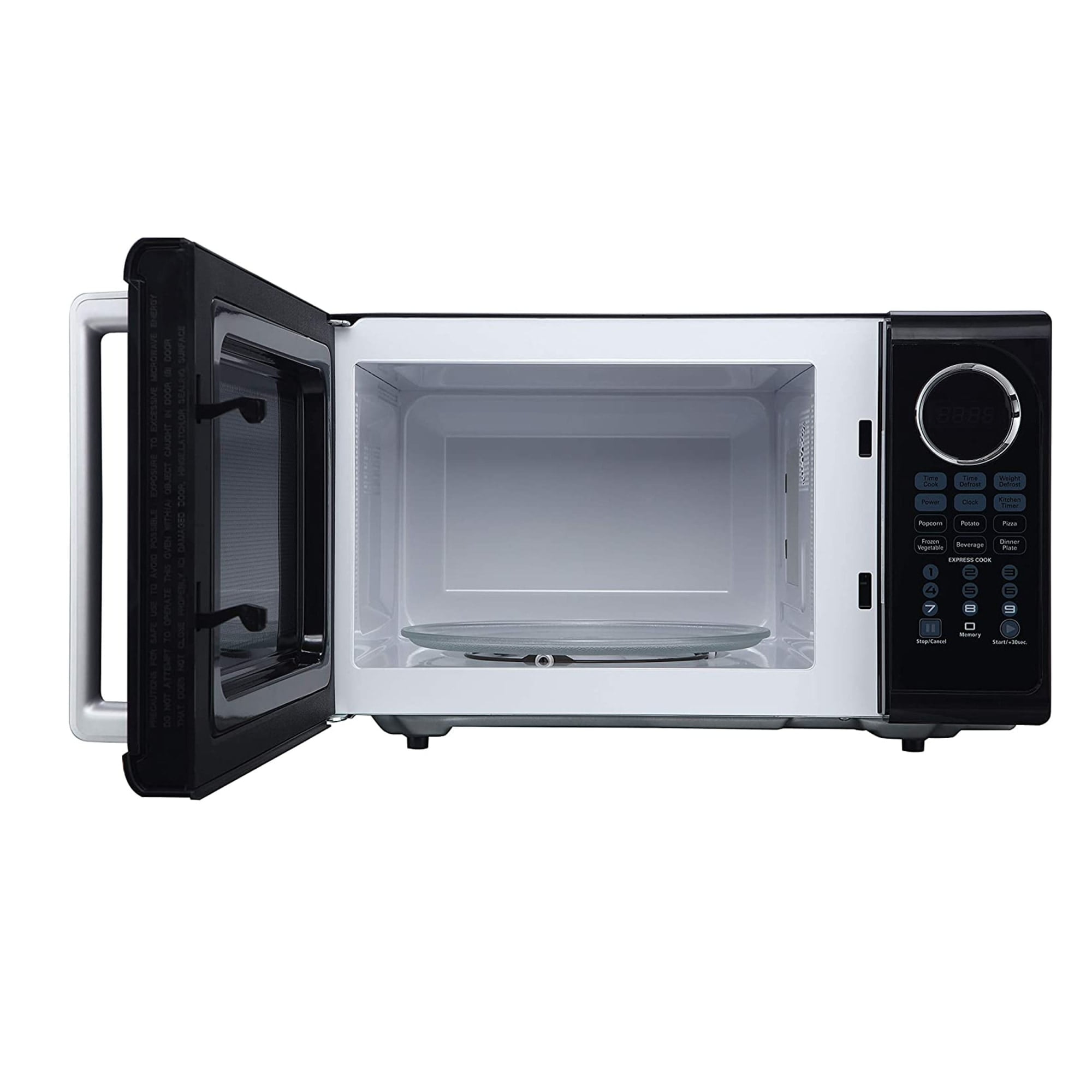 Black Modern Stainless Steel Finish .9cu ft 900-Watt Microwave Oven With Multi-Stage Cooking