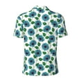 thumbnail image 3 of Vsdgher Blue Sunflowers Print Men's Short Sleeve Stretch Polo Shirt, Moisture-Wicking Performance Polo Shirt, 3 of 8