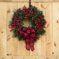 thumbnail image 6 of Steadlien Mixed Red Berries and Pine Needle Christmas Wreath with Plaid Bow Front Door Holiday Decor Rustic Farmhouse Style Seasonal Welcome Sign Without Lights, 6 of 6