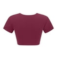 thumbnail image 5 of Women's Yoga Short Sleeve Tight V-Neck Sports T-Shirt - High Strength Fitness Clothing with Padded Support, True to Size (S-L), 5 of 5