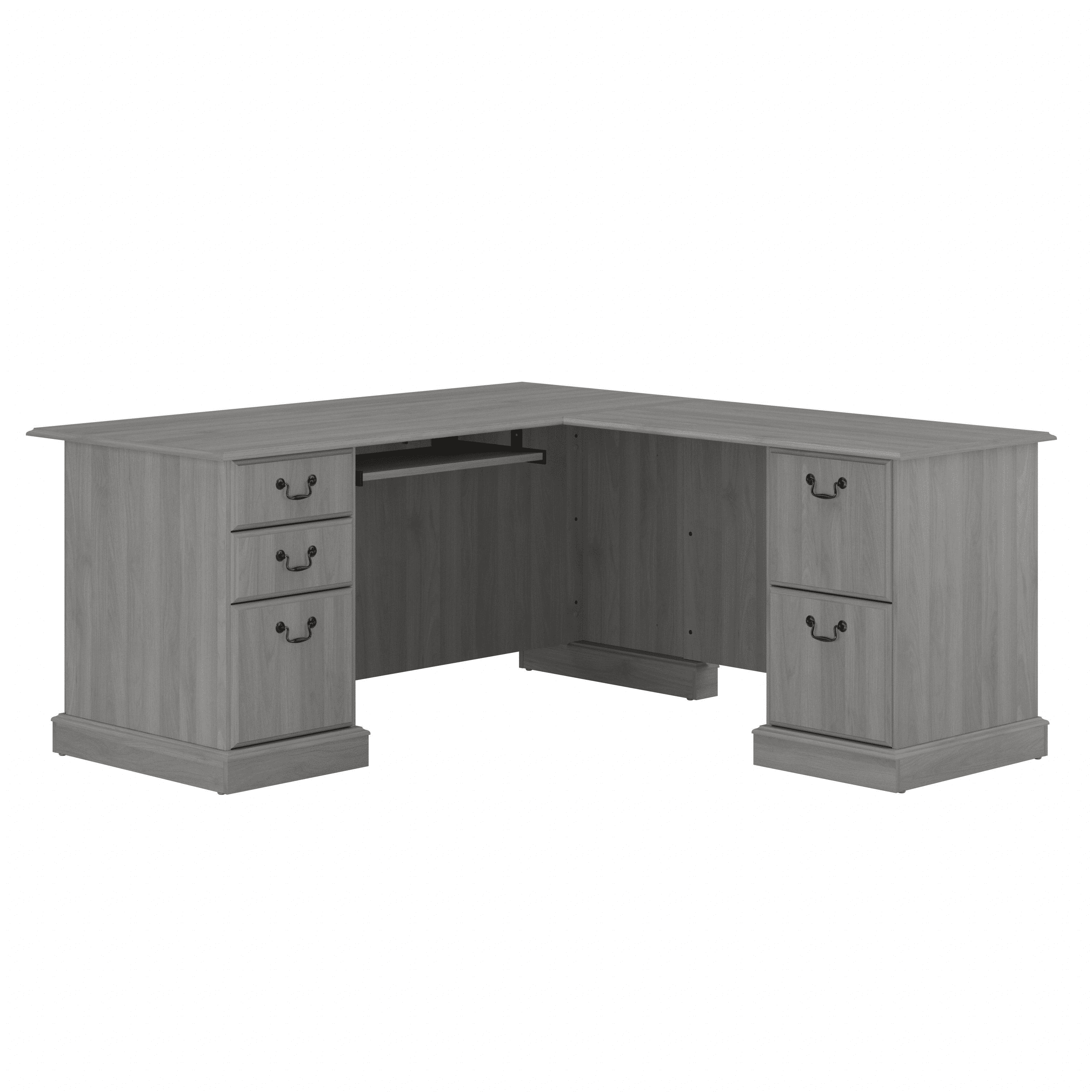 Bush Furniture Saratoga L Shaped Computer Desk with Drawers in Modern Gray