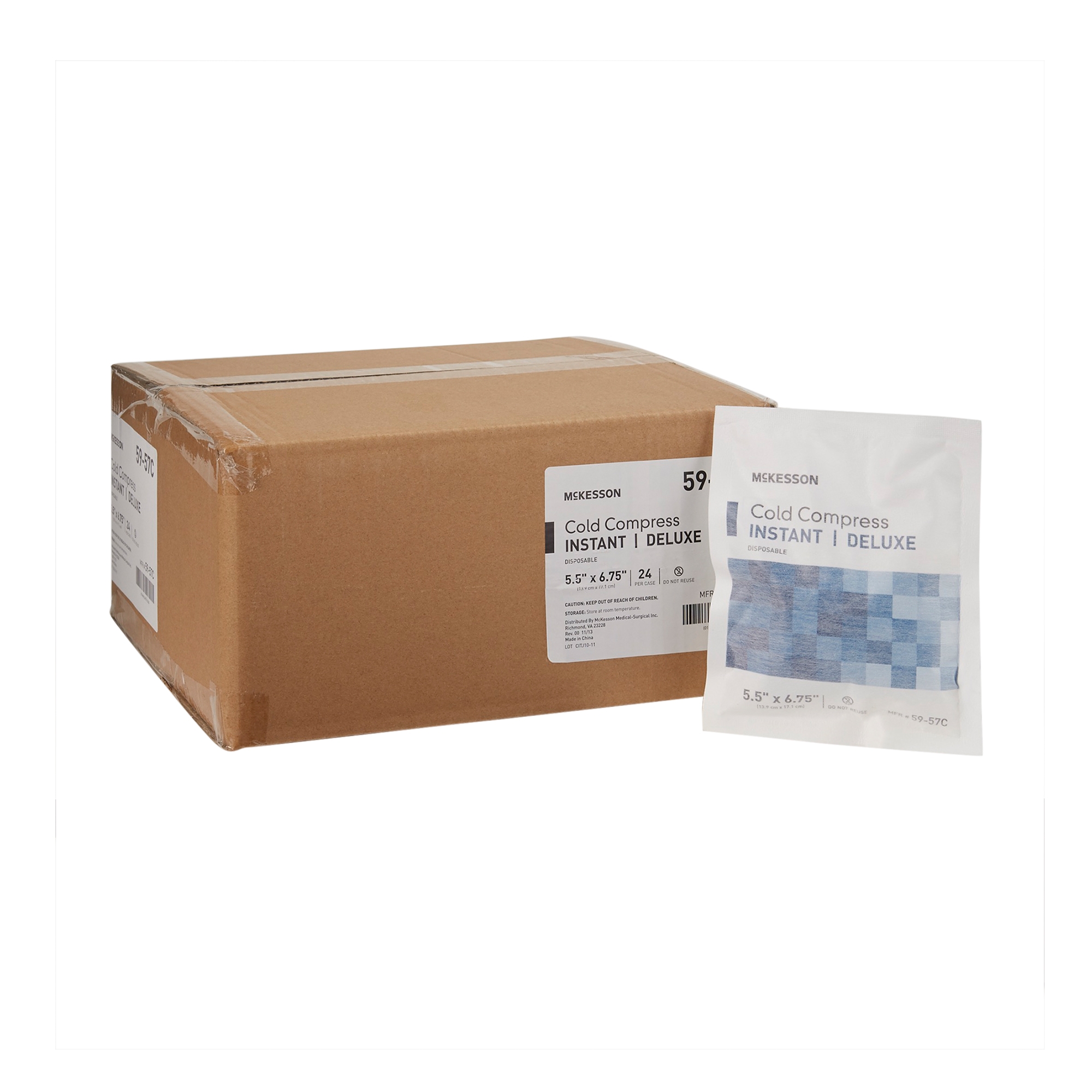 McKesson Cold Compress for Injury, Instant Cold Pack, 5 1/2 in x 6 3/4 in, 1 Count, 24 Packs, 24 Total