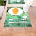 thumbnail image 5 of YFYANG Washable Heat-Resistant Placemats, 70% PVC/30% Polyester, Green Vintage Flowers Kitchen Table Mat, 12" x 18" 6 Pcs, 5 of 6