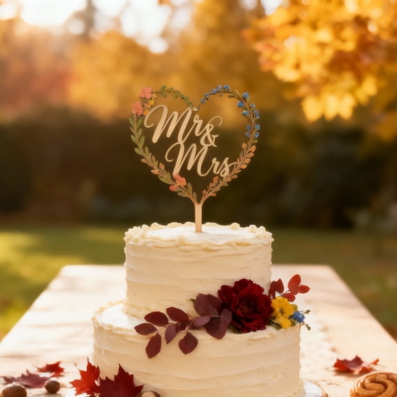 Boisdubois Mr and Mrs Cake Topper – Rustic Wooden Wedding Decoration for Bride and Groom Table