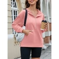 thumbnail image 3 of JYLFC Womens Oversized Half Zip Hoodies Long Sleeve Casual Sweatshirts Loose Fall Pullover Tops with Pockets Pink,XL, 3 of 5