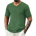 thumbnail image 2 of GuangCheng Mens Tshirts,V-Neck,Solid Color,Soft,Breathable,Lightweight Tees,Comfortable,Casual Tops,Army Green,Size 2XL, 2 of 6
