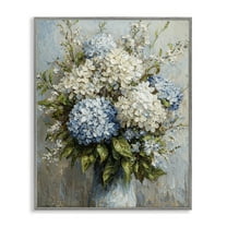 Stupell Industries Muted Classic Hydrangeas Floral Painting Gray Framed Art Print Wall Art, 11 x 14