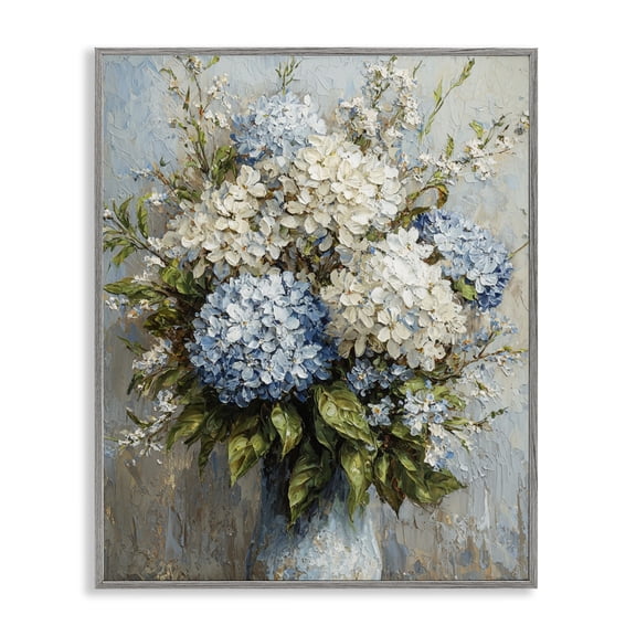 Stupell Industries Muted Classic Hydrangeas Floral Painting Gray Framed Art Print Wall Art, 11 x 14