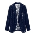 thumbnail image 5 of CYYOLLPF Women Casual Boho Hollow Out Fishnet Knit Cardigan Full Zip Hooded Long Sleeve Oversized Fit with Side Pockets Lightweight Beach Swim Cover Up Cruise Daily Outwear Tops Blue M, 5 of 5