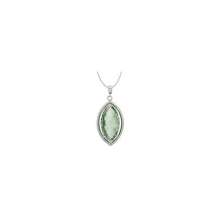 Green Rutilated Quartz Necklace - LoveBrightJewelry 925 Sterling Silver Rope Style Marquise Green Quartz 18 Inch Necklace Pendant 20X10 MM