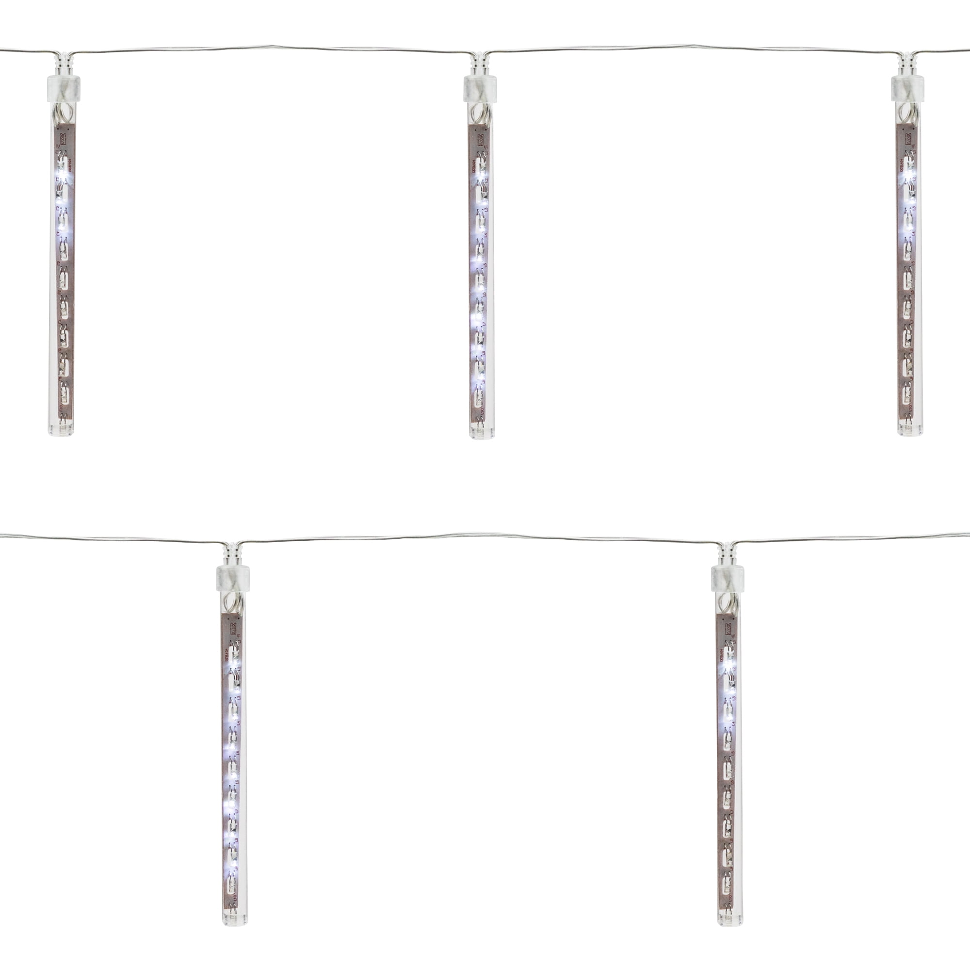 Northlight LED Dripping Icicle Christmas Tube Lights  - White - 14.25' Clear Wire - 10ct