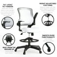 thumbnail image 4 of Flash Furniture Kale Mid-Back White Mesh Ergonomic Drafting Chair with Adjustable Foot Ring and Flip-Up Arms, 4 of 16