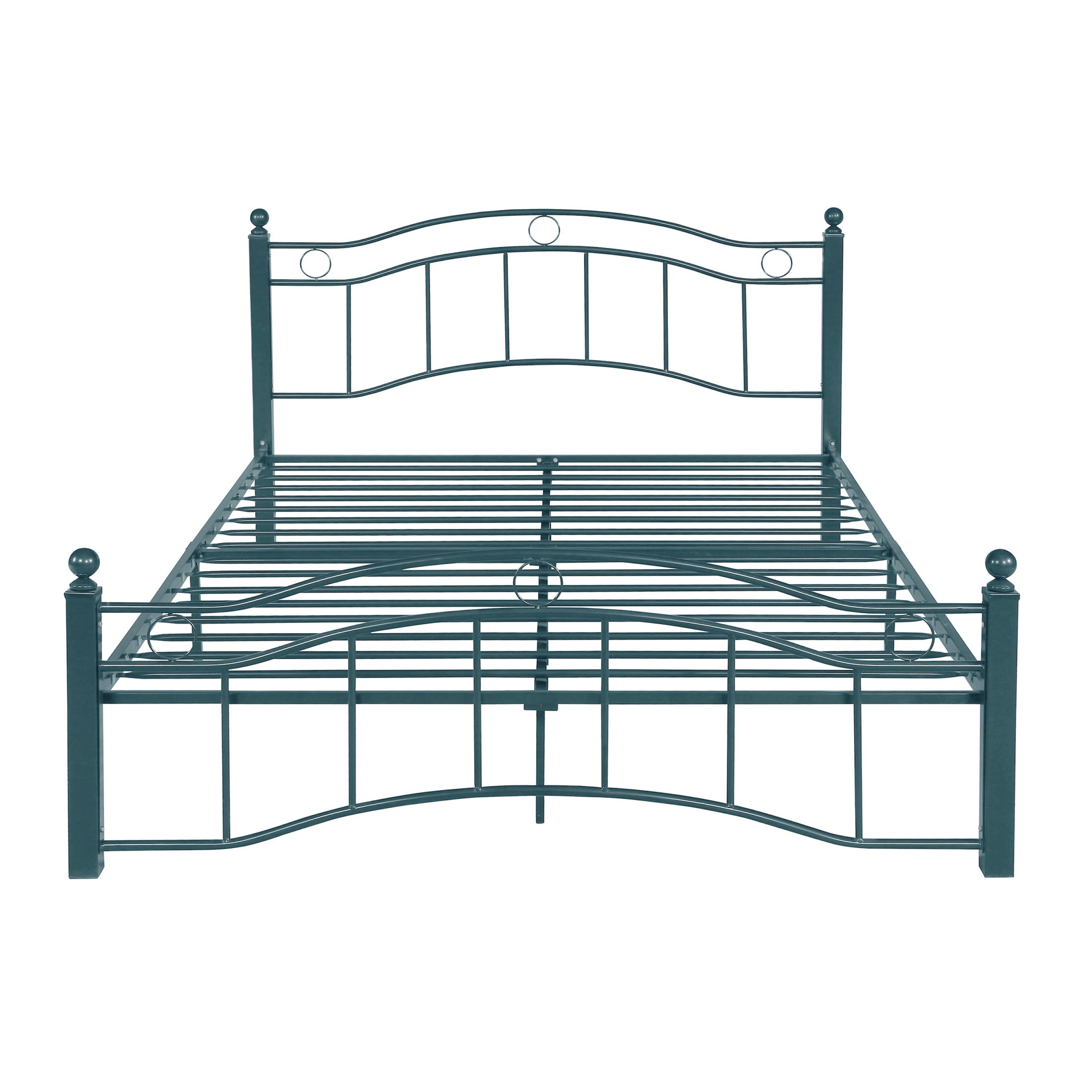 Christopher Knight Home Contemporary Queen Size Metal Bed Frame with Wavy Headboard and Footboard, Blue