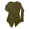 thumbnail image 4 of Fiaer Deep V Neck Sweaters for Women Trendy Long Sleeve Solid Slim Fit Twsit Knot Stretchy Knit Cropped Tops Green One Size, 4 of 4