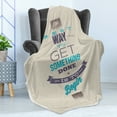 thumbnail image 4 of Wording Soft Flannel Fleece Throw Blanket, Retro Frame with Words of Wisdom About Leadership and Success, Cozy Plush for Indoor and Outdoor Use, 70" x 90", Ivory Eggplant Turquoise, by Ambesonne, 4 of 5