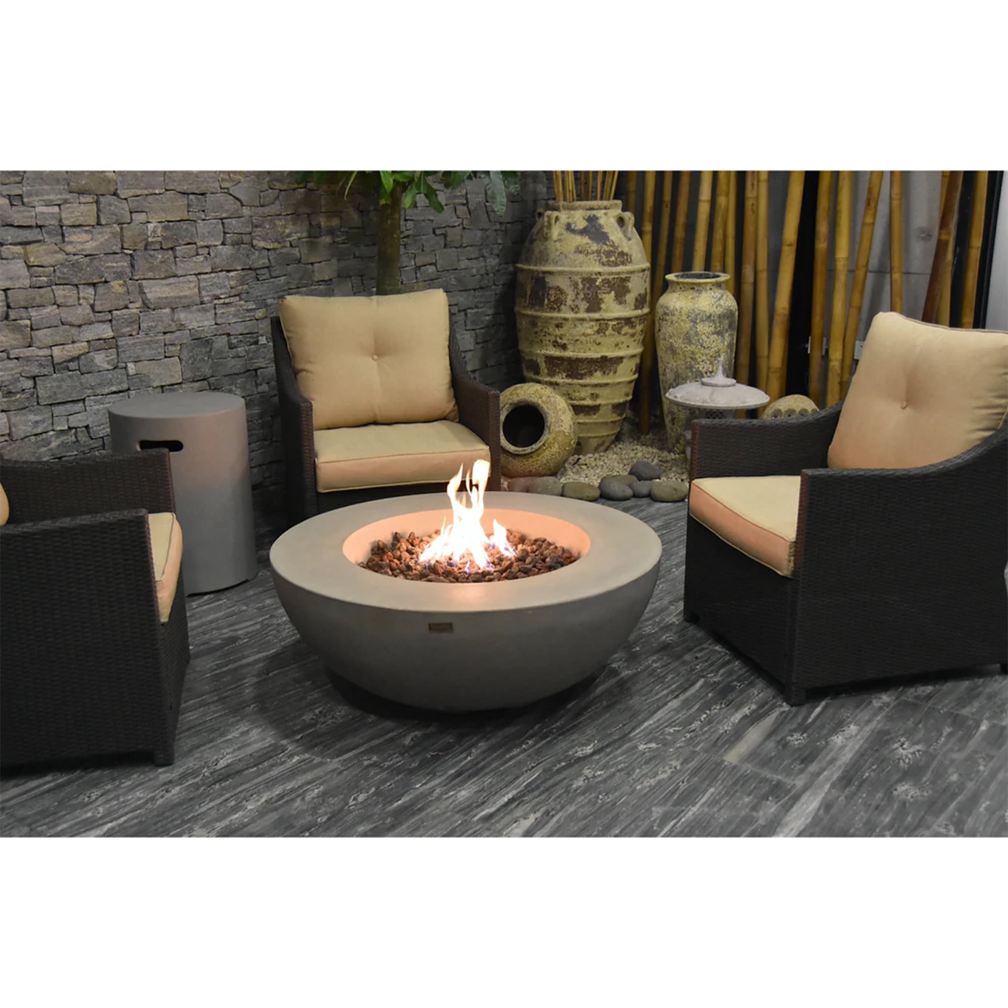 Elementi Liquified Petroleum Lunar Bowl Fire Pit w/ Auto Ignition