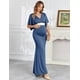 thumbnail image 2 of Vestido largo de maternidad AISWI Maxi con faja de flores azul mediano, 2 of 6