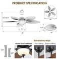 thumbnail image 4 of Ventilador de techo Wiviniya Tropical de 50 pulgadas con luces y control remoto, 4 of 9
