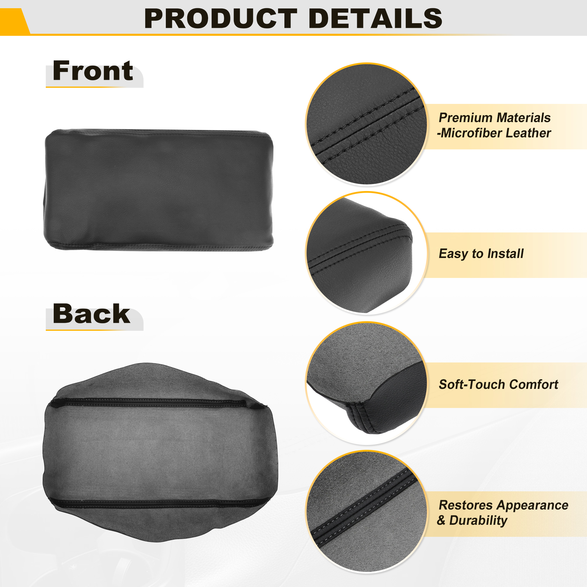 Unique Bargains Console Armrest Cover for Subaru Crosstrek 2012-2017 Black