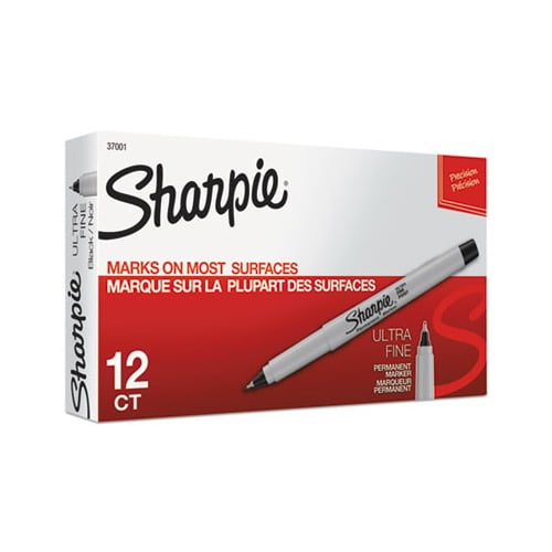 Ultra Fine Tip Permanent Marker Extra-Fine Needle Tip, Black, Dozen