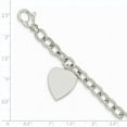 thumbnail image 2 of Finest Gold 14K White Gold 8.5 in. Polished Engravable Link with Heart Charm Bracelet, 2 of 2