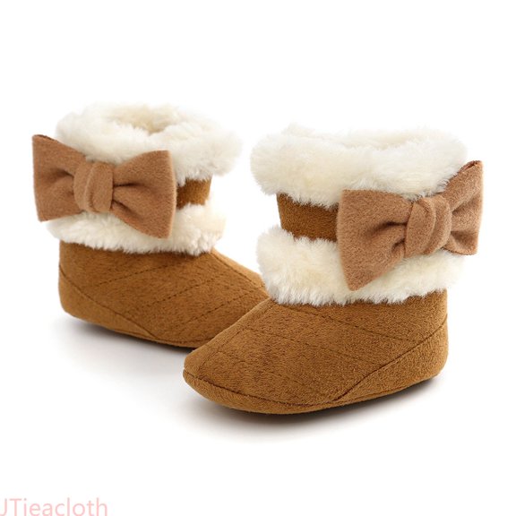 JTieacloth Toddler Girls Ankle Boots Baby Boy Girl Boots Shoes Winter Snow Bowknot Soft Sole Warm Toddler Prewalker Booties,Brown