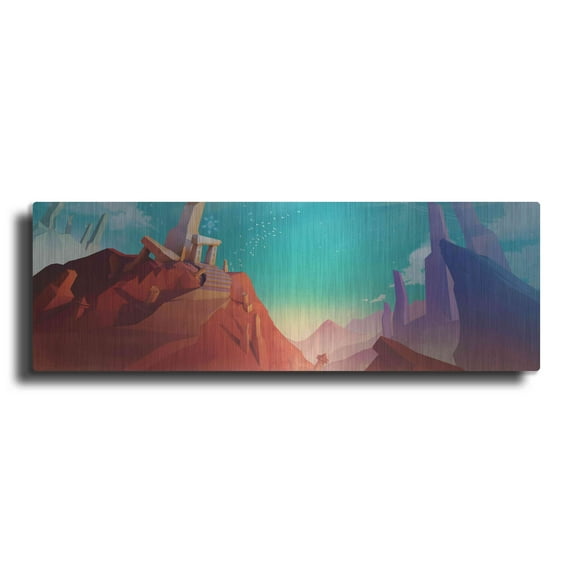 Luxe Metal Art 'Hidden Portal' by Jonathan Lam, Metal Wall Art, 48"x16"