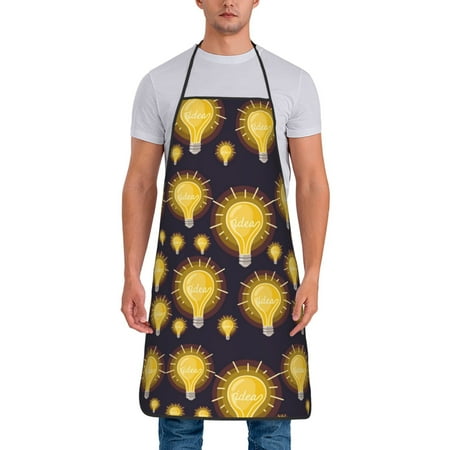 

Chef Aprons for Men and Women - ider Light Bulb Pattern Oil-Resistant Bib Aprons for Cooking Waterproof BBQ Grilling Kitchen Aprons Gifts for Women and Men