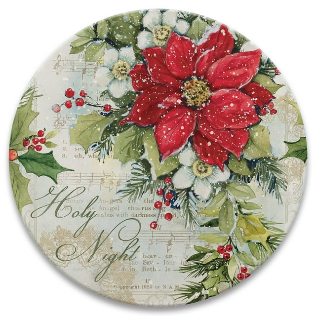 Coasterstone Holy Night Poinsettia - Juego De Posavasos Para Bebidas Navideñas