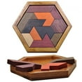 thumbnail image 3 of JFBUJC Wooden Hexagon Puzzle Shape Block Tangram Brain Teaser Toy Geometry Logic Iq Game, 3 of 4