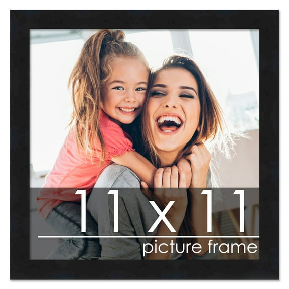 11x11 Frame Black Wood Picture Square Frame - Picture Frame Includes UV Acrylic, Foam Board Backing, & Hanging Hardware!