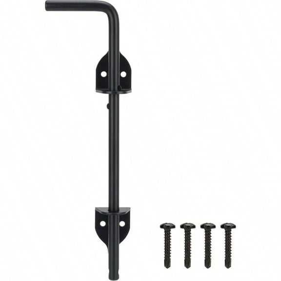 12 Inch Cane Bolt Gate Drop Rod Heavy Duty Gate Hardware Gate Ground Latch for Wooden Fences Metal Gates Doors Stopper for Gate Ground Wrought Iron Gate Latches Black Finish 1 Pack