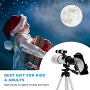 TOPVISION Telescope, 70mm Telescopes for Adults & Kids, 300mm Portable Refractor Telescope (15X-150X) with a Phone Adapter & Adjustable Tripod for Astronomy Beginners, Gift for Kids