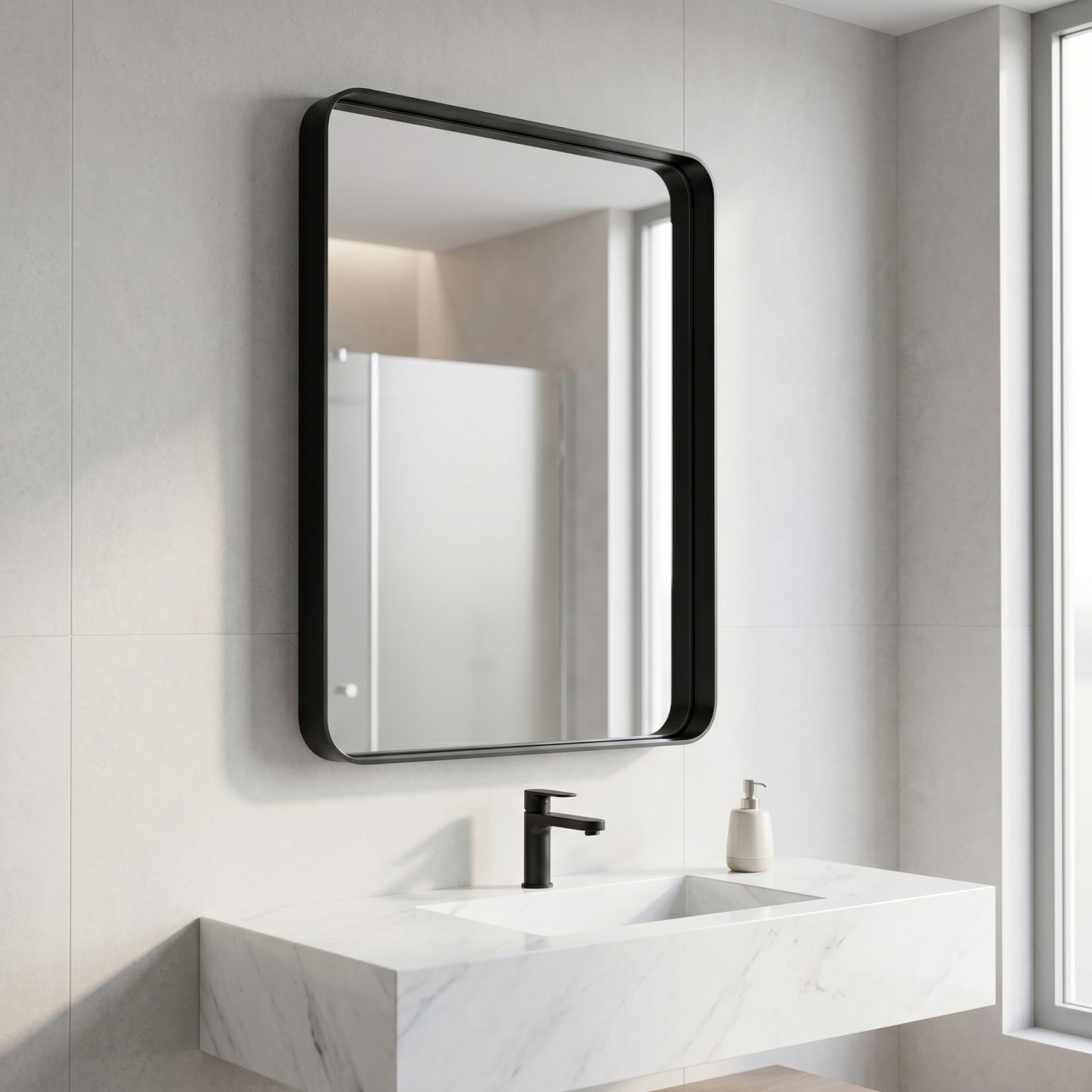 GRAHMCY 20"x30" Bathroom Mirror Wall Mounted Rectangular Vanity Mirror with Deep Frame, Black