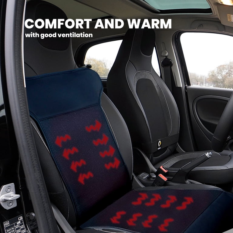 Zone Tech 12V Car Heated Seat Cover, Black, Universal Fit, Plugs into  Cigarette Lighter