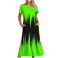 thumbnail image 2 of IROINNID Summer Dresses for Women , Women Wedding Guest Maxi Dresses with Short Sleeve and Round Neck Tie-dye Printed Summer Outfits Dress, 2 of 5