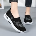 thumbnail image 4 of HTHLVMD Floral Embroidered Mesh Sneakers, Slip-On Walking Shoes, Womens Breathable Knit Slip-On Walking Shoes Embroidered Slip On Sneakers Lightweight Comfortable Orthopedics Walking Shoe, Black 5.5, 4 of 6