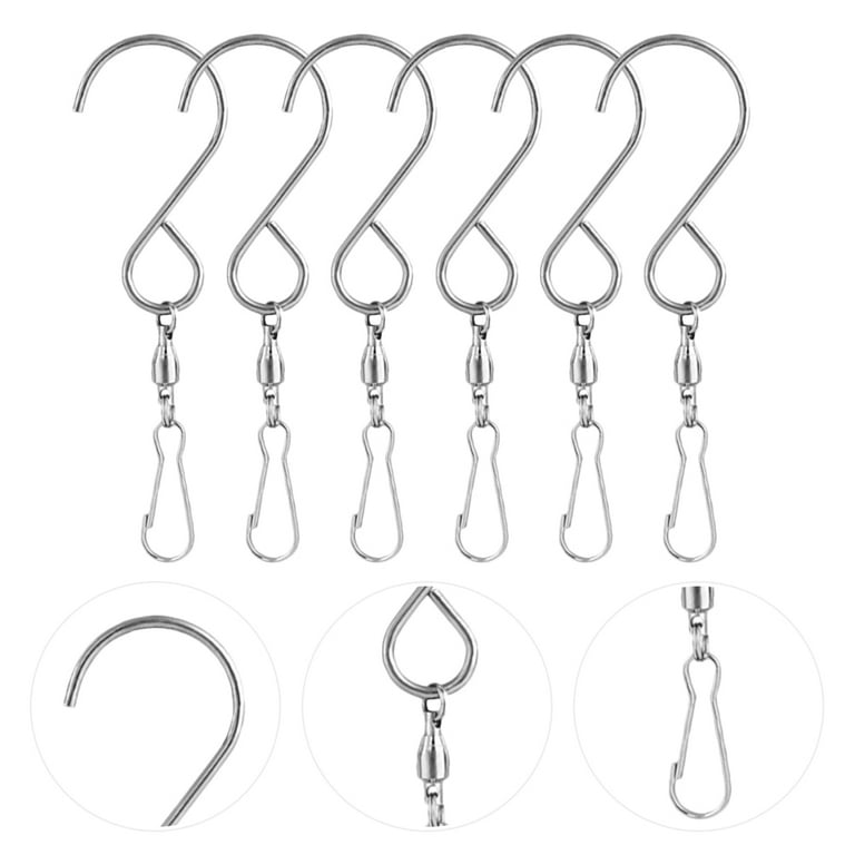 6 Pcs S-shaped Hooks Swivel Hook Clips Stainless Steel Wind Chine Hanging  Hooks