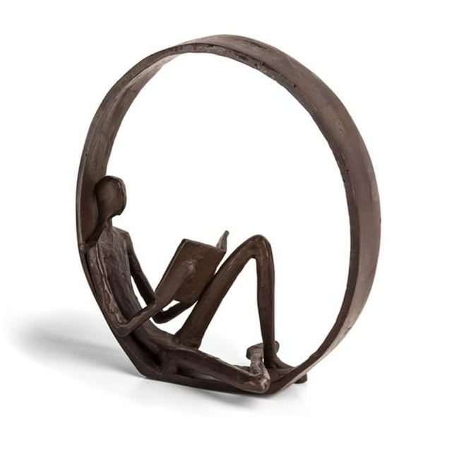 Encercled Reader Sculpture en Fer - Brun