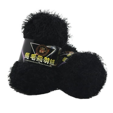 Ruhiku GW 1 Skeins Chunky Fur Yarn Super Soft Faux Fur Yarn Fluffy Yarn Fuzzy Yarn Eyelash Yarn for Crochet Knit, Teddy Fur Yarn Chunky Fluffy Coral Yarn, Black
