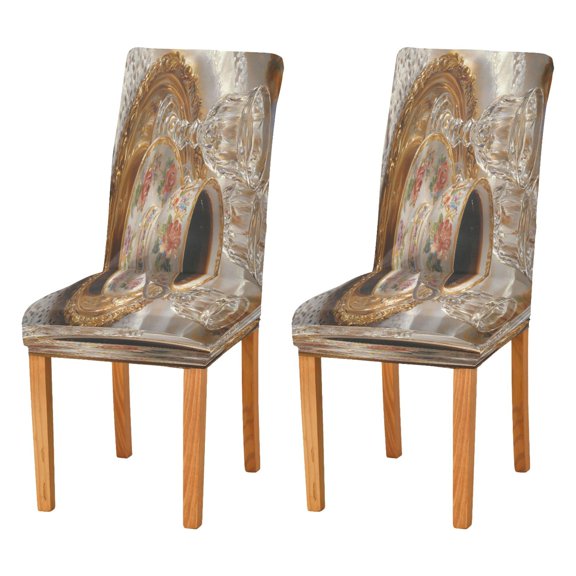 BZSMCE Chairs Slipcovers Dining Chair Covers Black Coffe Painting Creative Pattern