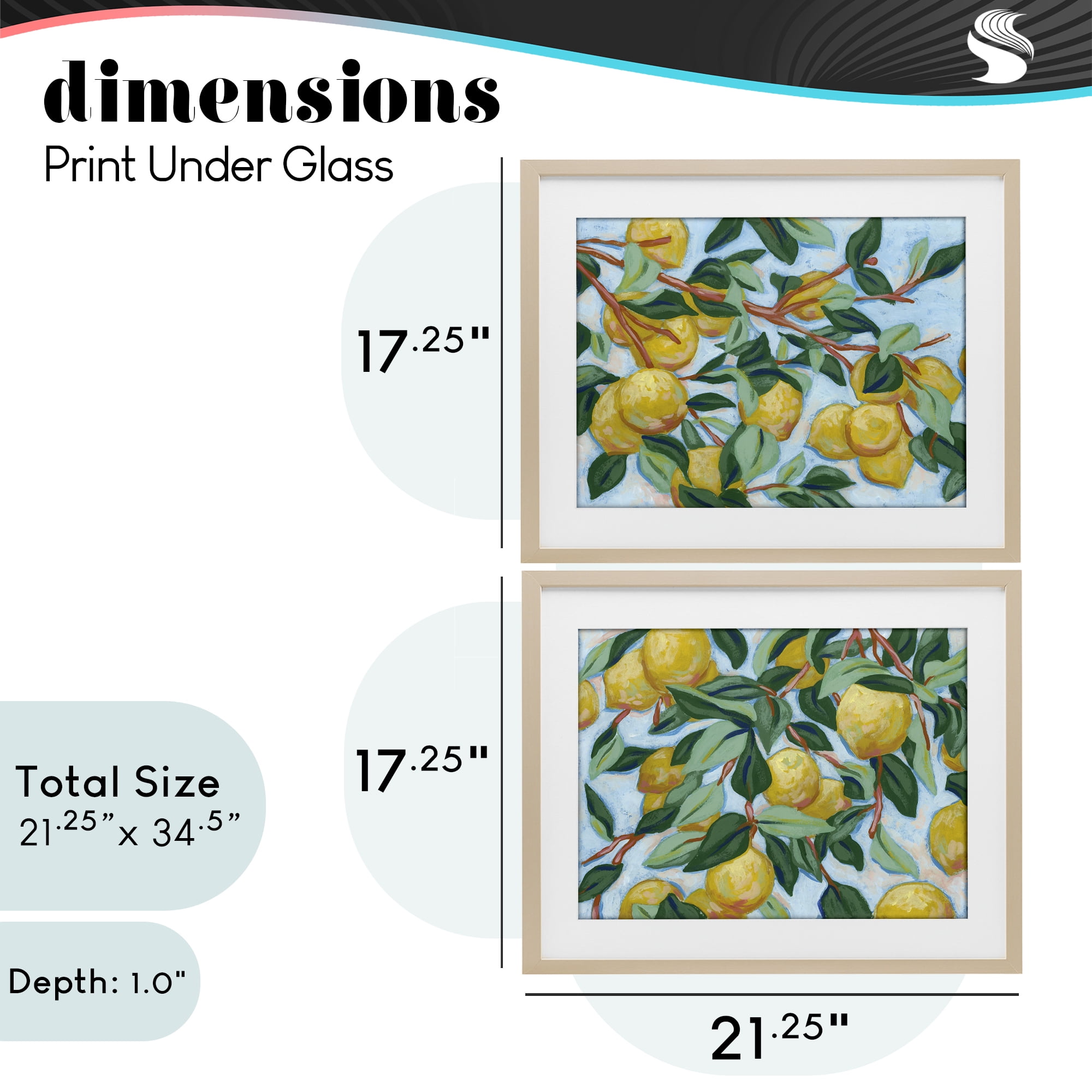 Stupell Industries Sunshine Lemon Tree 2 Piece Birch Framed Print Under Glass Set, design by June Erica Vess