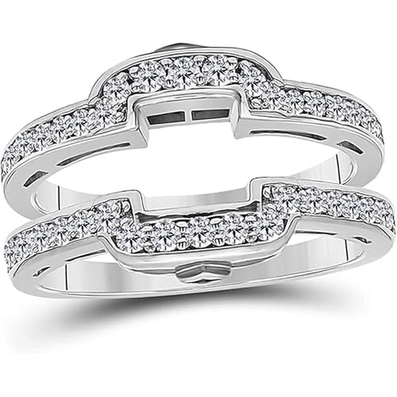 2Ct Round Cut White Lab Created Diamond 14k White Gold Finish Beautiful Square Shape Halo Wedding Enhancer Wrap Ring Guard For Women's