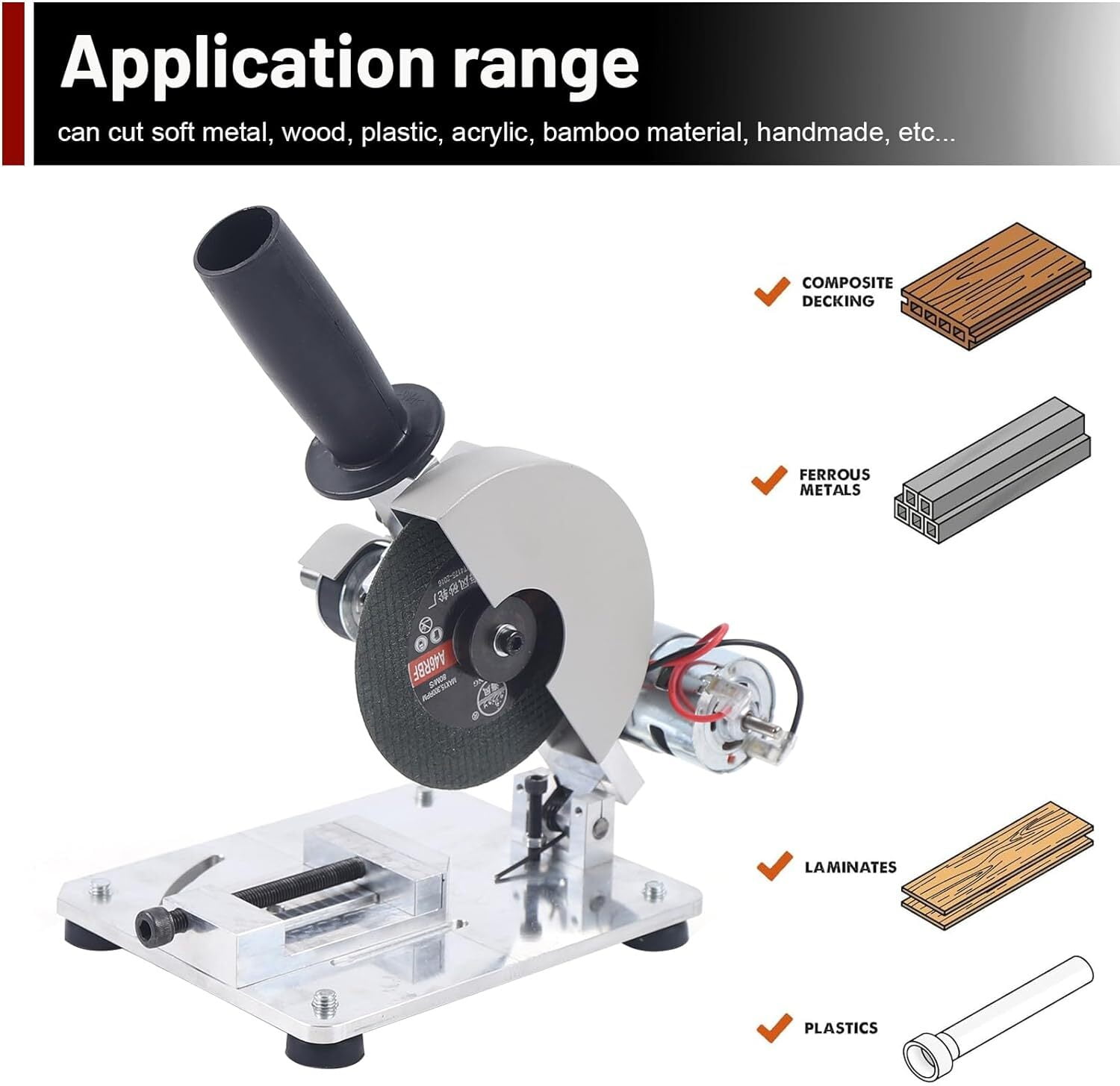 Mini Table Saw, 4in 0-45° Portable Table Saw Miter Saw Portable Small Hobby Chop Saw Cutting Machine Multifunctional Chop Saw for Soft metal Thin Stainless Wood