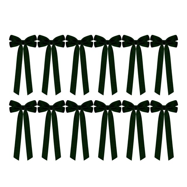 12 lazos de terciopelo navideños versátiles para la puerta de entrada de la casa de campo y la escalera. Verde