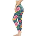 thumbnail image 3 of DISNIMO Hibiscus Flowers Printed Yoga Pants for Women, Soft High Waisted Yoga Pants Tummy Control, Stretch Yoga Pants Leggings Workout Leggings for Yoga Gym, Blue, XS, 3 of 6